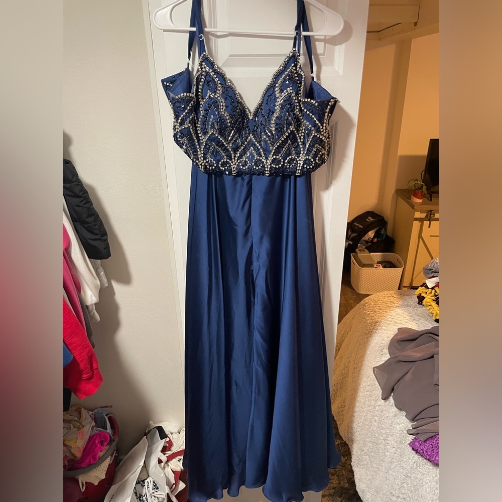 2 piece prom dress, blue
